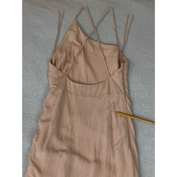 Anthropologie Linen Blend Dress Women’s 2 Pastel Pink Ruched Asymmetrical Summer - Picture 14 of 16